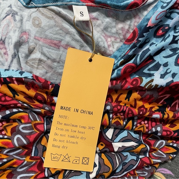 NWT Grecerelle Casual Loose Pocket V Neck Medallion Boho Print Maxi Dress Size S - Picture 10 of 13